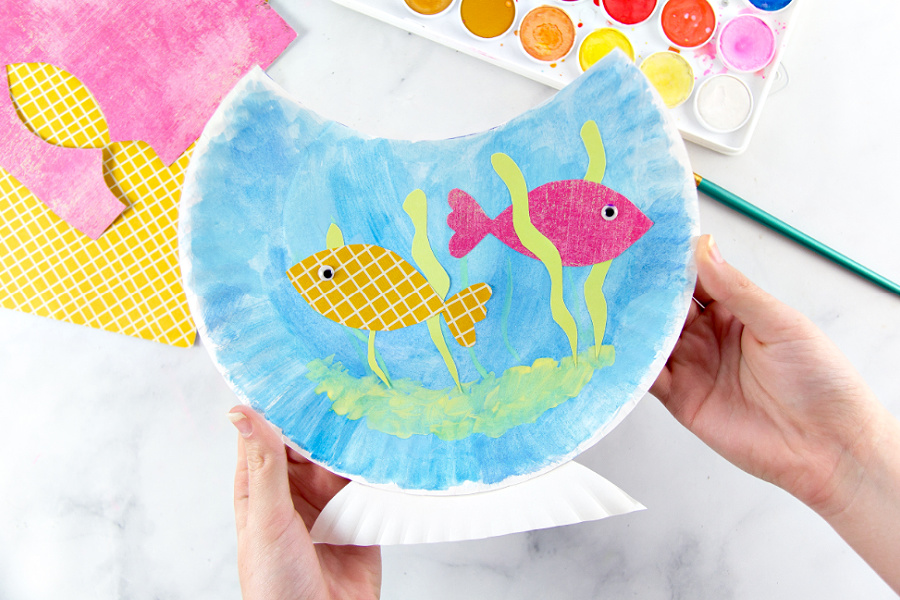 paper plate fish bowl craft