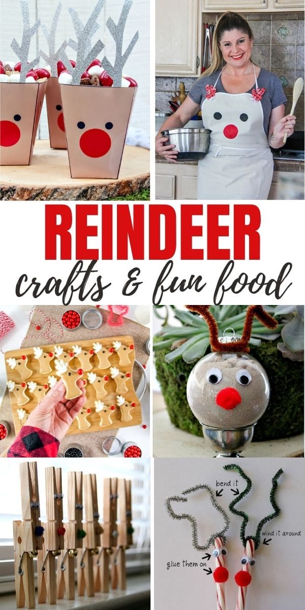 reindeer crafts and fun food for kids Pinterest image