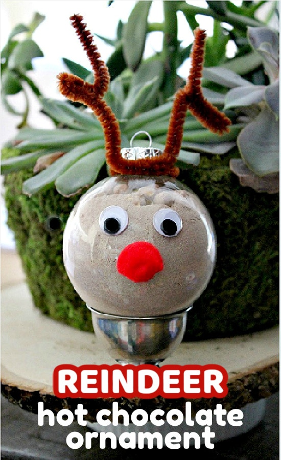 reindeer hot chocolate christmas ornament Pinterest image