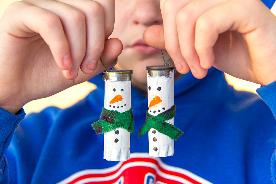 snowman shotgun shell ornaments diy