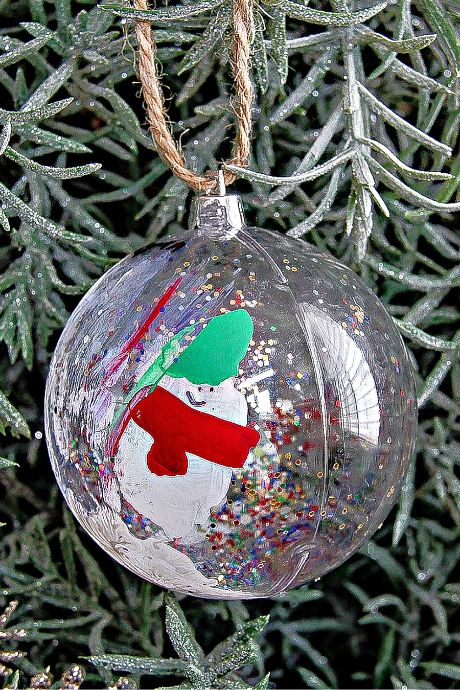 snowman thumbprint ornament