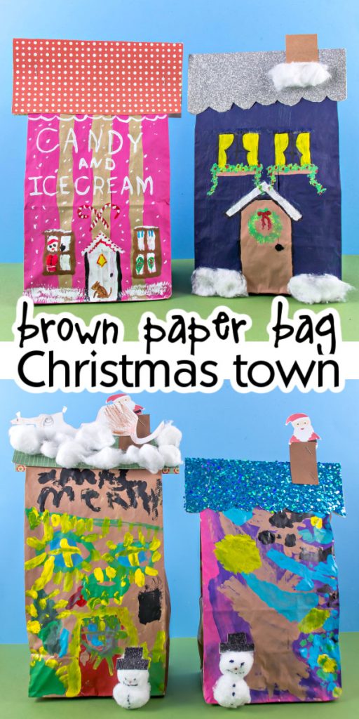 brown paper bag christmas town craft pinterest