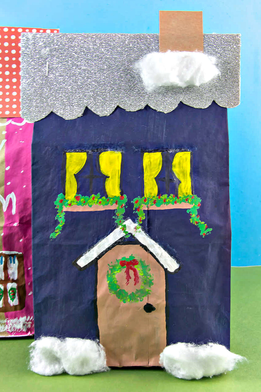 christmas house brown paper bag craft for kids