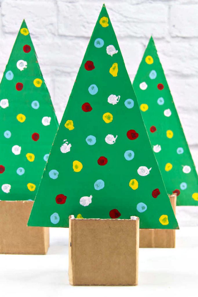 cardboard Christmas tree craft for kids to make