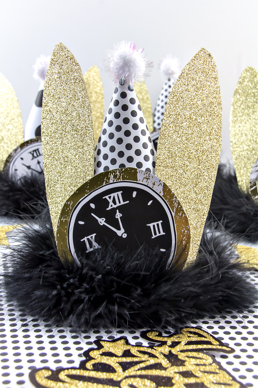 DIY new year hats inspired by the white rabbit in alice in wonderland