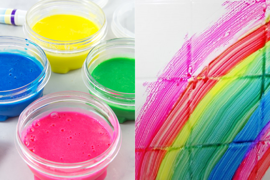 homemade bathtub paint for kids in bright colors