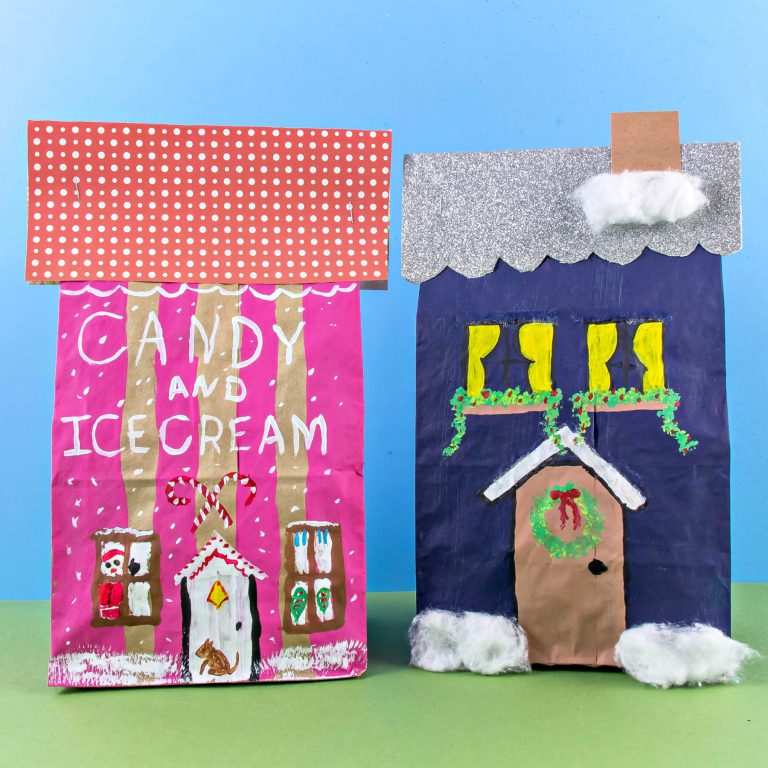 Christmas Town Brown Paper Bag Craft for Kids | Tonya Staab