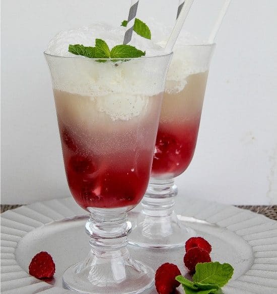 boozy raspberry ice cream float