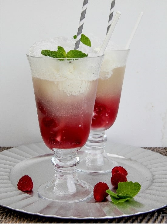 boozy raspberry ice cream float