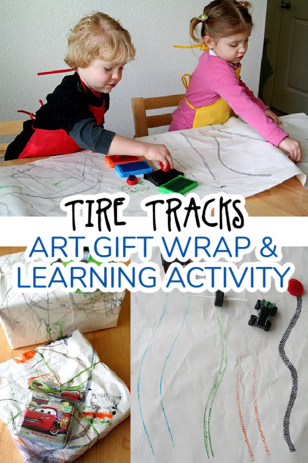 tire tracks art gift wrap and learning activity pinterest