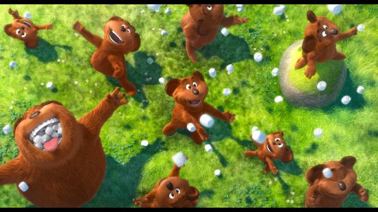 The scene in The Lorax when it's raining marshmallows.