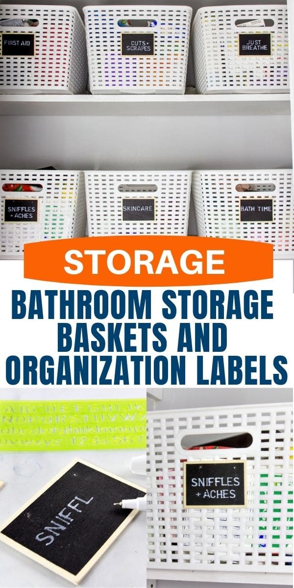 bathroom storage baskets and organization labels pinterest