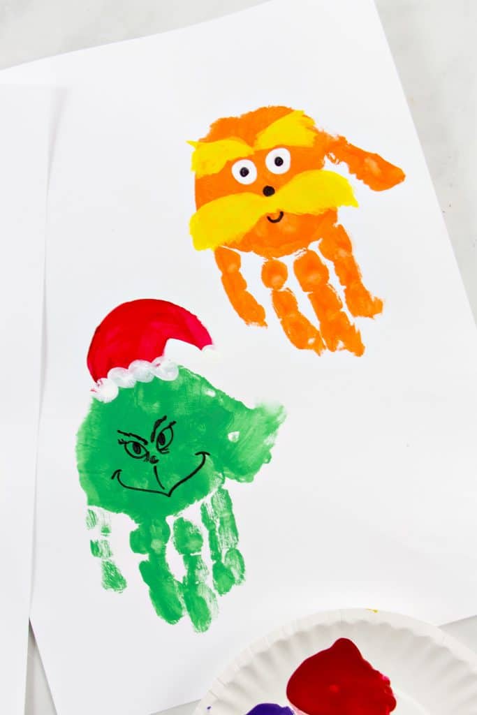 The Lorax and The Grinch handprint art