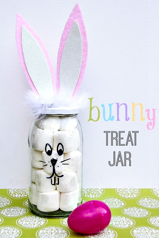 diy bunny treat jar filled with Easter gifts