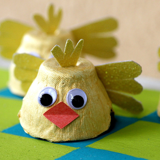 egg carton baby chick easter craft