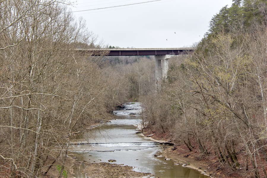 waterfalls under hwy 127 bridge in Jamestown kentucky