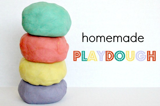 Homemade playdough recipe that is easy and includes flour.