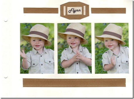 an elegant scrapbook page for a little boy wearing a hat