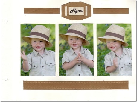 an elegant scrapbook page for a little boy wearing a hat
