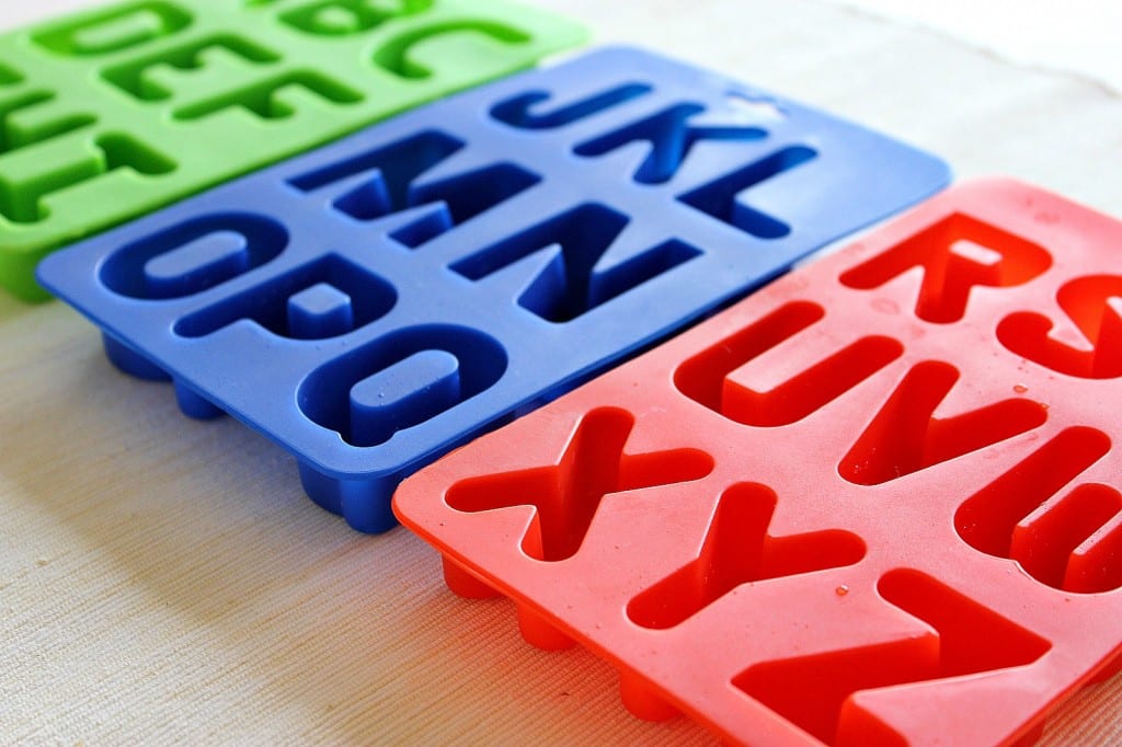 learning the alphabet with letter ice molds