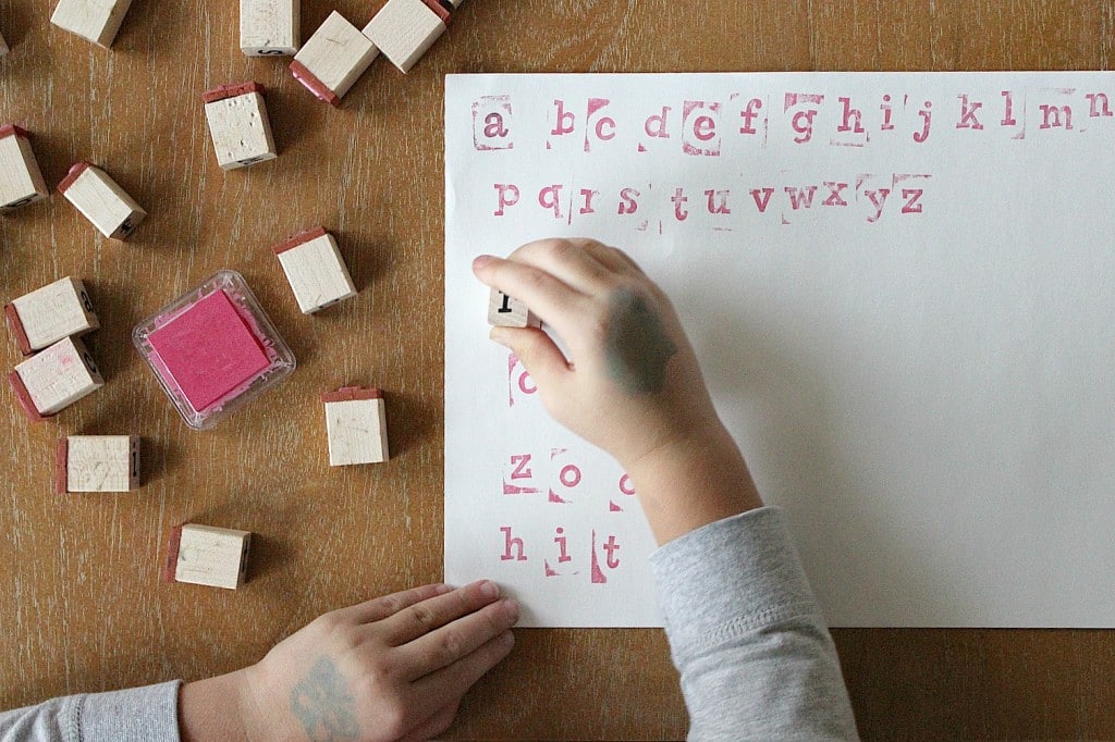 teach letter recognition using stamping