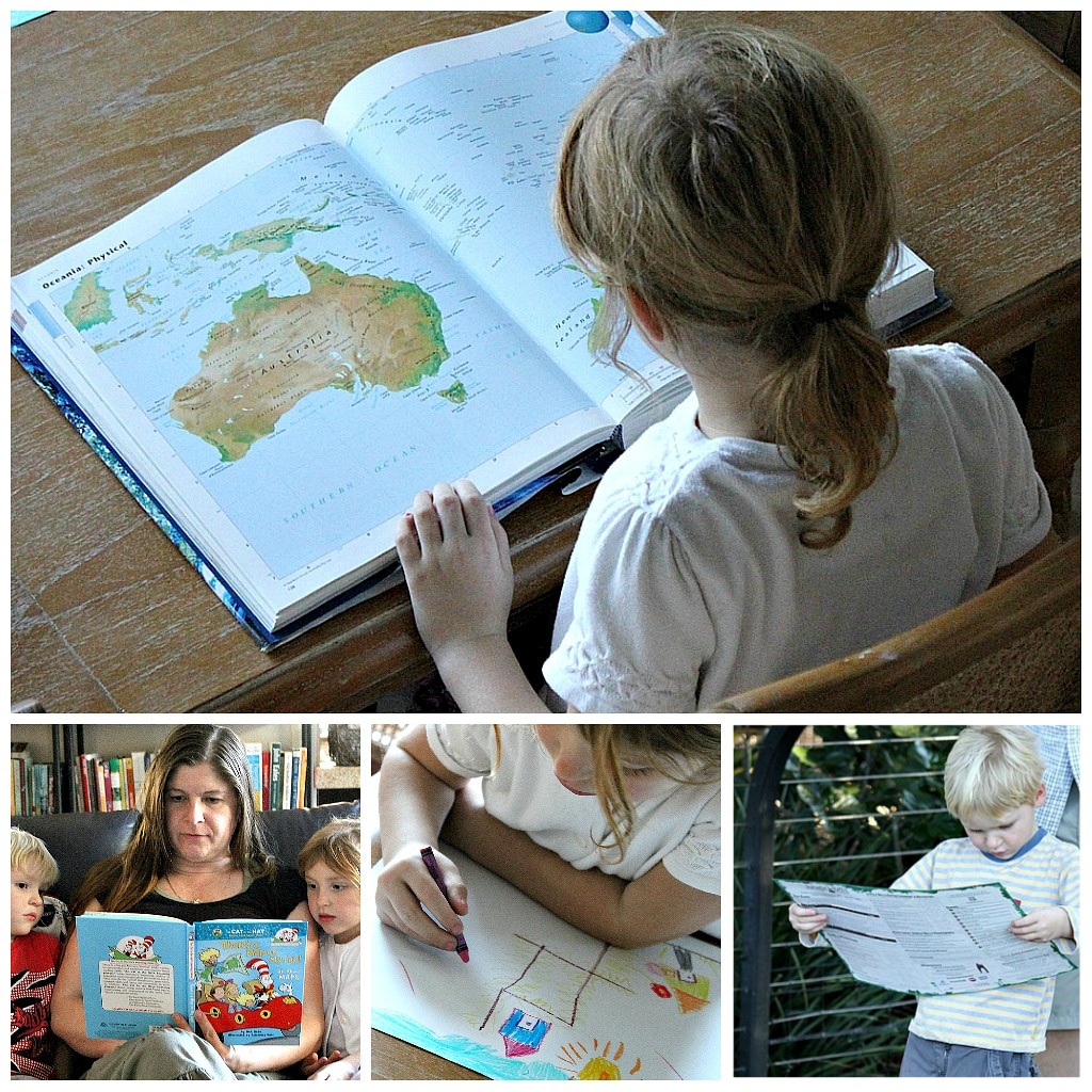 map activities for kids including books, drawing maps, and studying paper maps on hikes.
