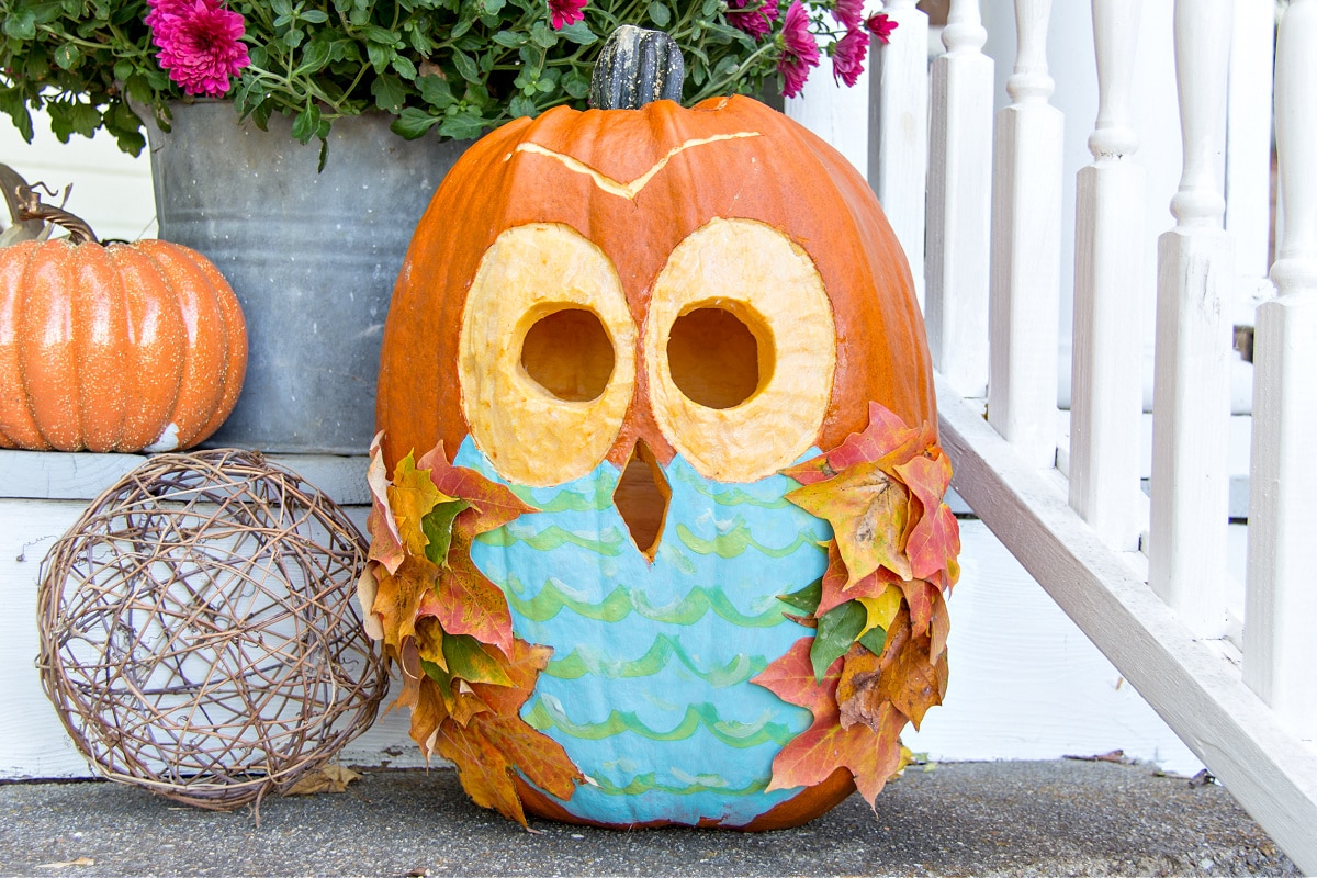Easy Owl Pumpkin Carving and Painting Idea | Tonya Staab