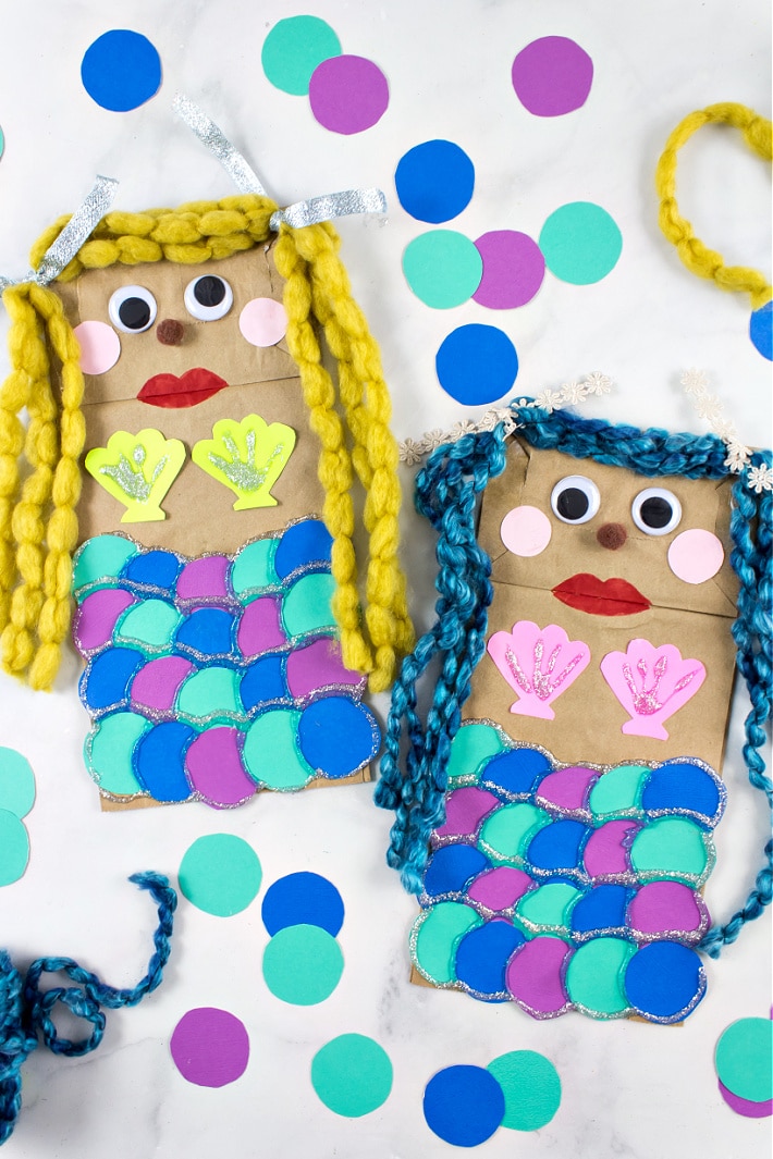 paper bag mermaid craft for kids