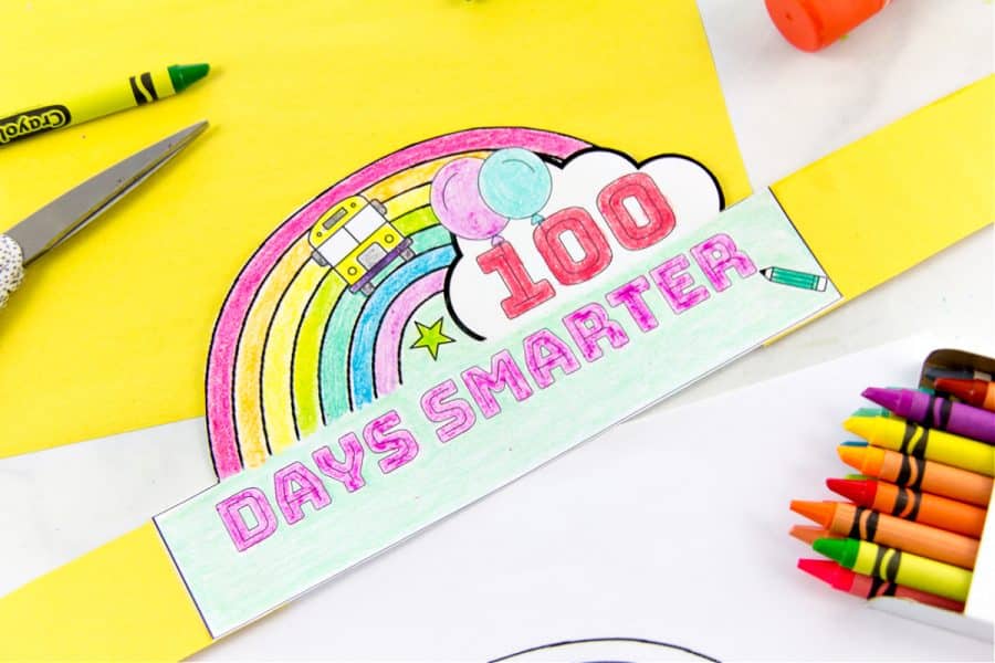 a free printable 100th day of school headband for kids to color in