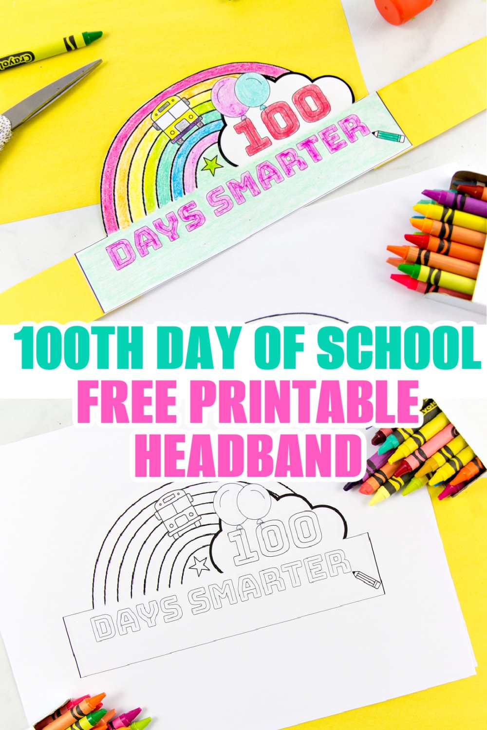 100th day of school free printable headband pinterest image