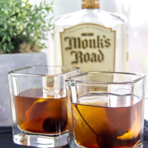 an old fashioned made with Monks Road small batch and Your Grandpas old fashioned cubes